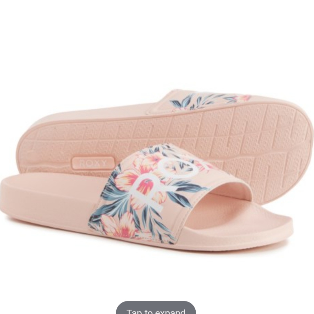 Roxy Slippy RO Floral Sport Slide Sandals (For Girls), Light Pink - Picture 8 of 12